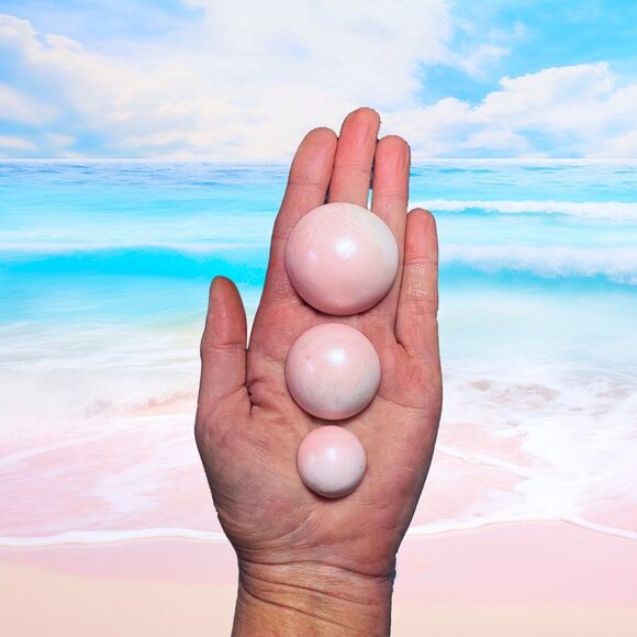 THREE (3) Chalkware Bubbles - PINK Pearlescent - Picture 1 of 3